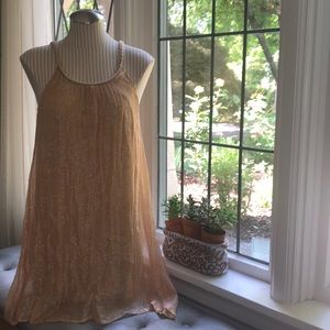 Light Metallic Gold Mini Dress / Tunic size L
